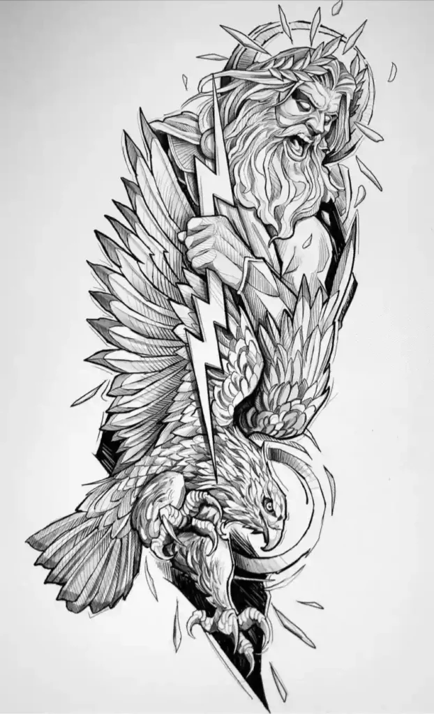 Zeus tattoo stencil6