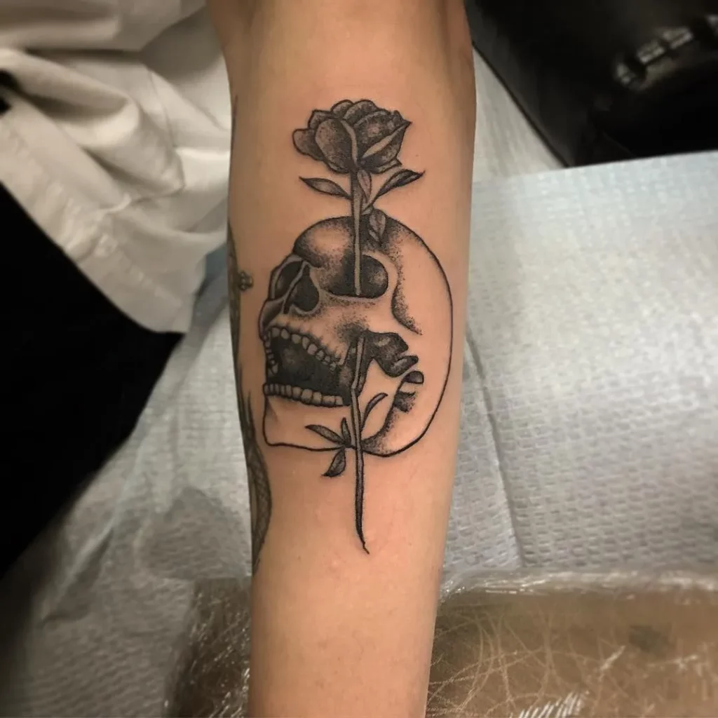 skull and rose tattoo17
