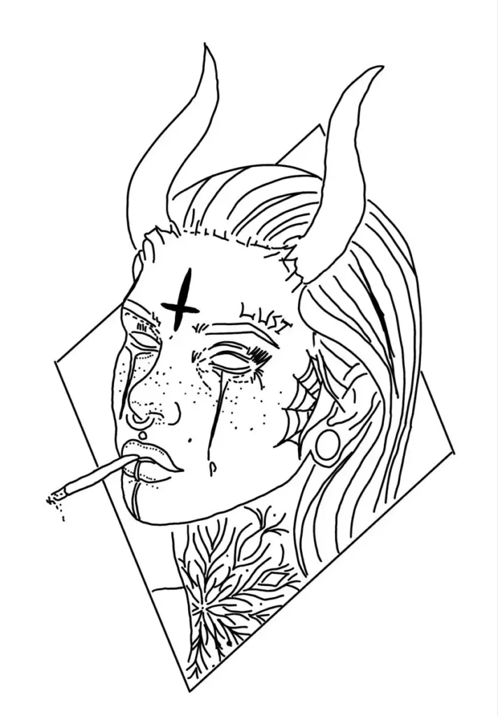 Succubus Tattoo Stencil15