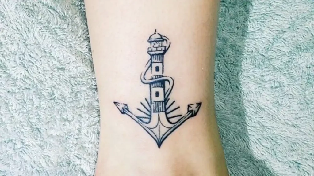 Simple traditional lighthouse tattoo Royalty Free Vector