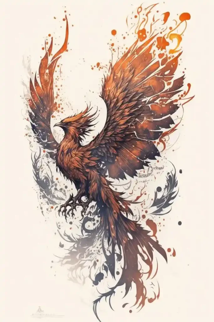 Phoenix Tattoo Stencil (12)