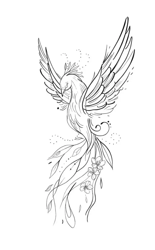 Phoenix Tattoo Stencil (13)