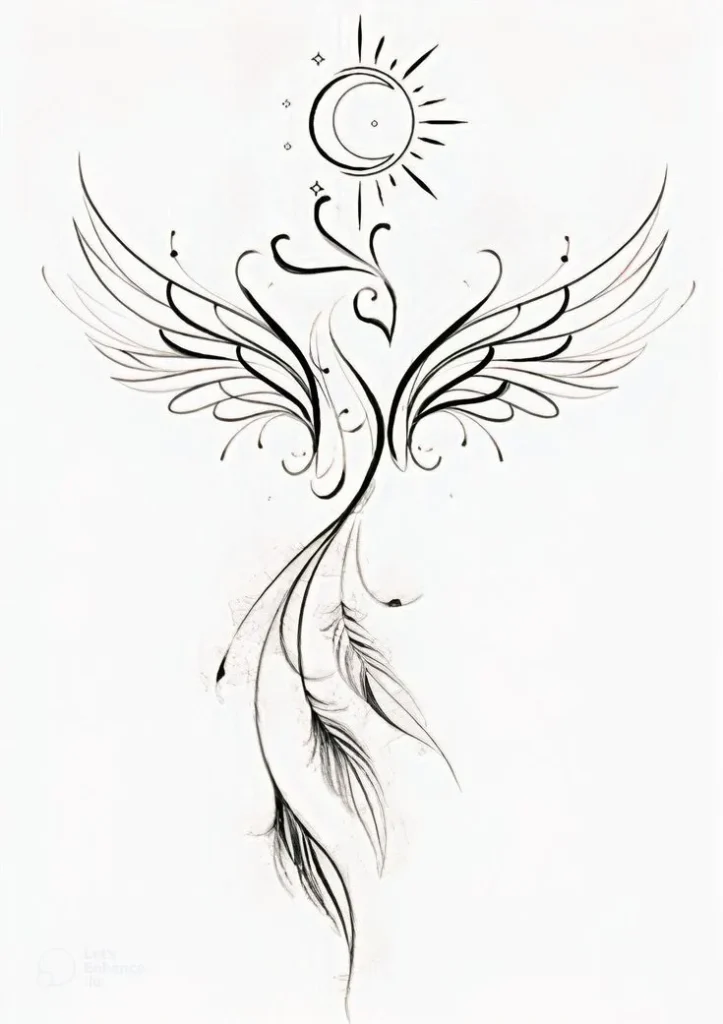 Phoenix Tattoo Stencil (2)