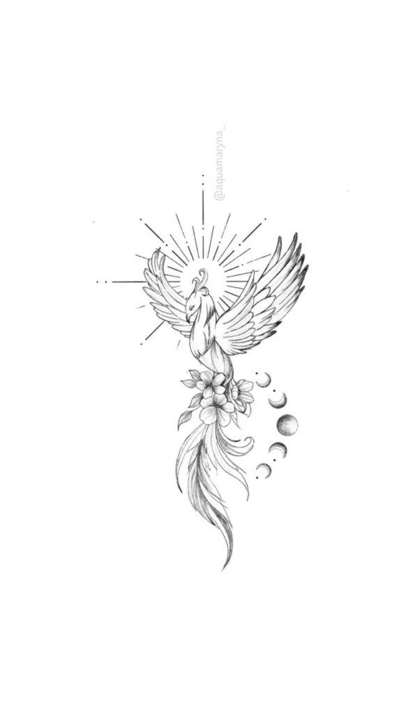 Phoenix Tattoo Stencil (3)