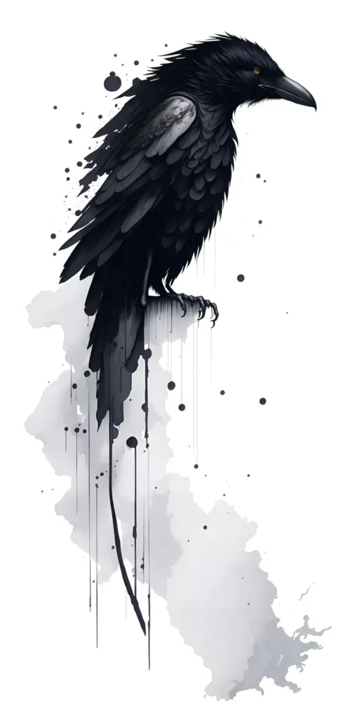 raven tattoo stencil (14)