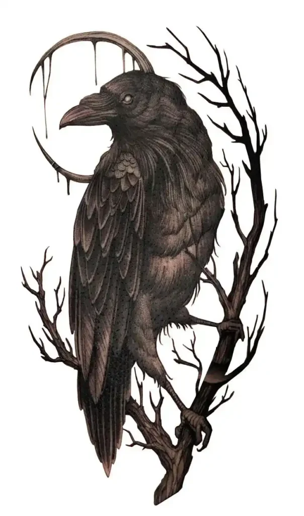 raven tattoo stencil (4)