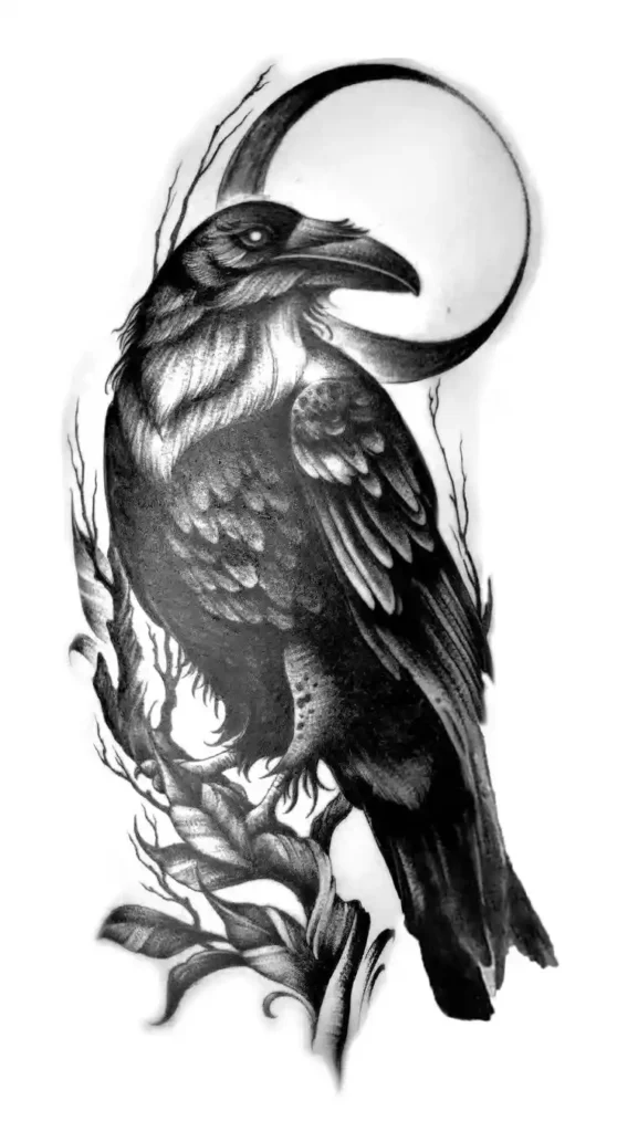 raven tattoo stencil (6)