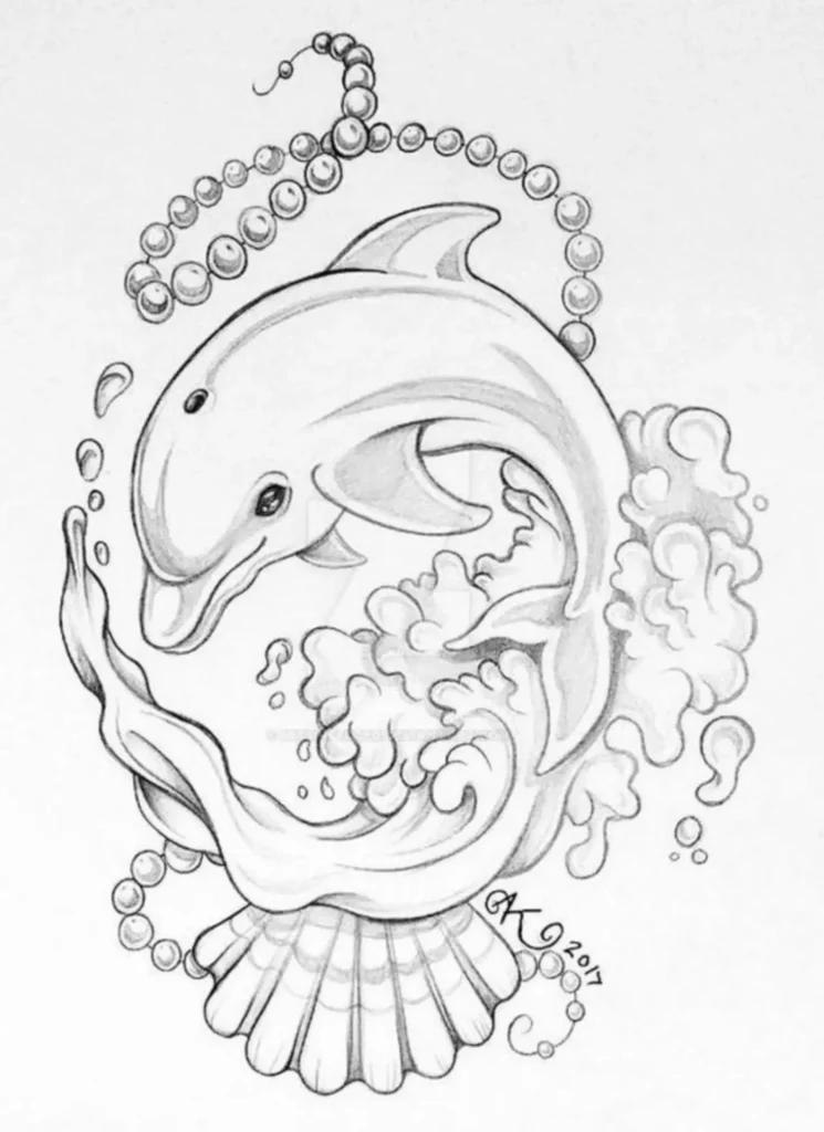 Dolphin Tattoo stencil (2)