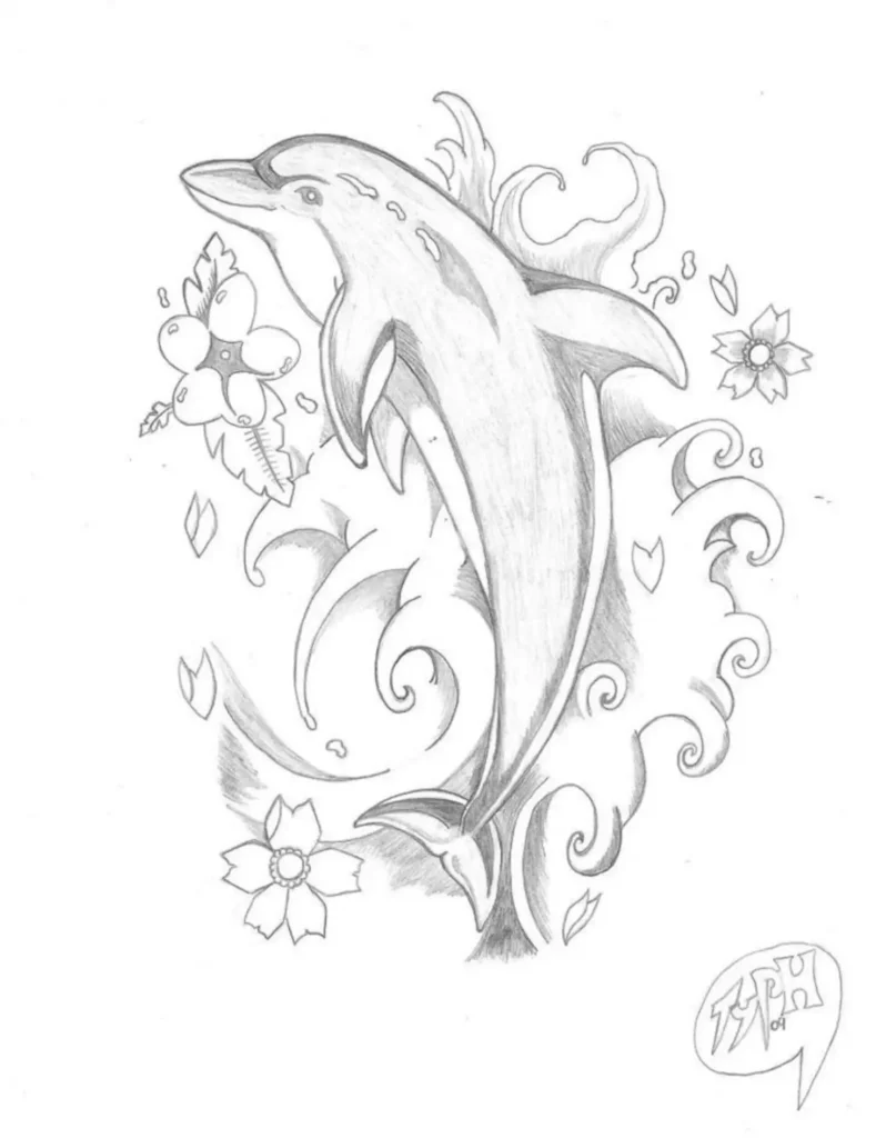 Dolphin Tattoo stencil (6)