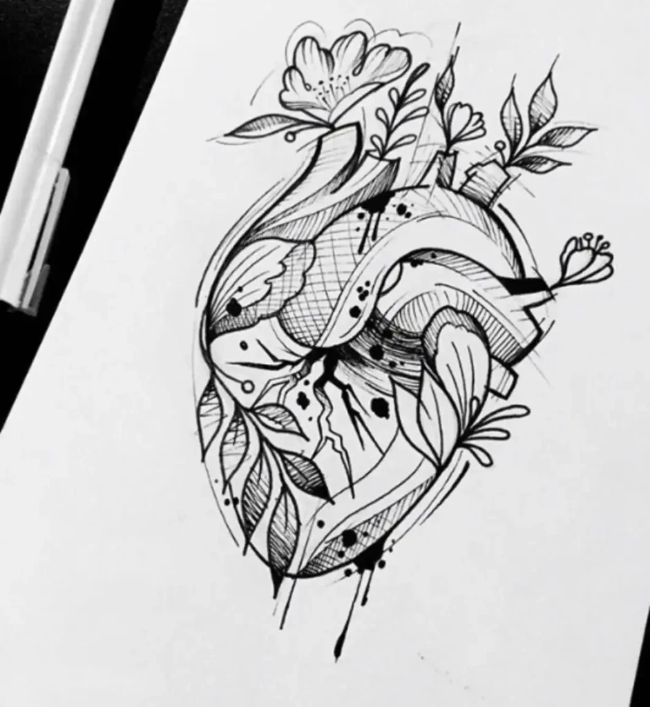 heart tattoo sketch (25)