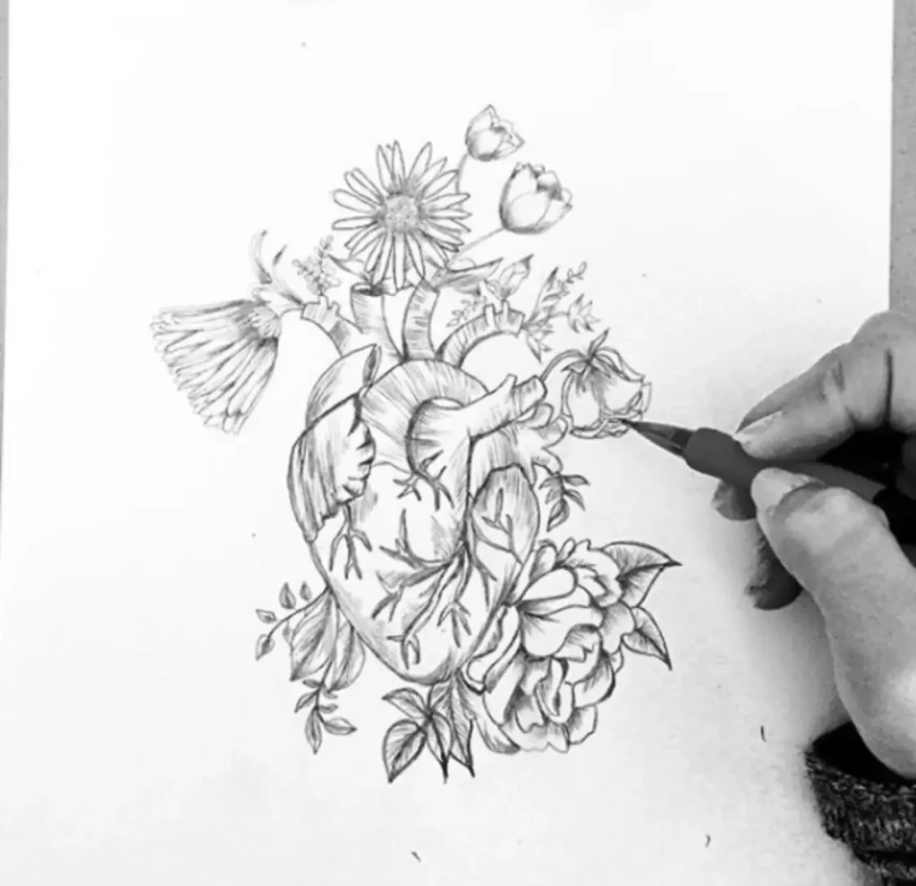 heart tattoo sketch (8)