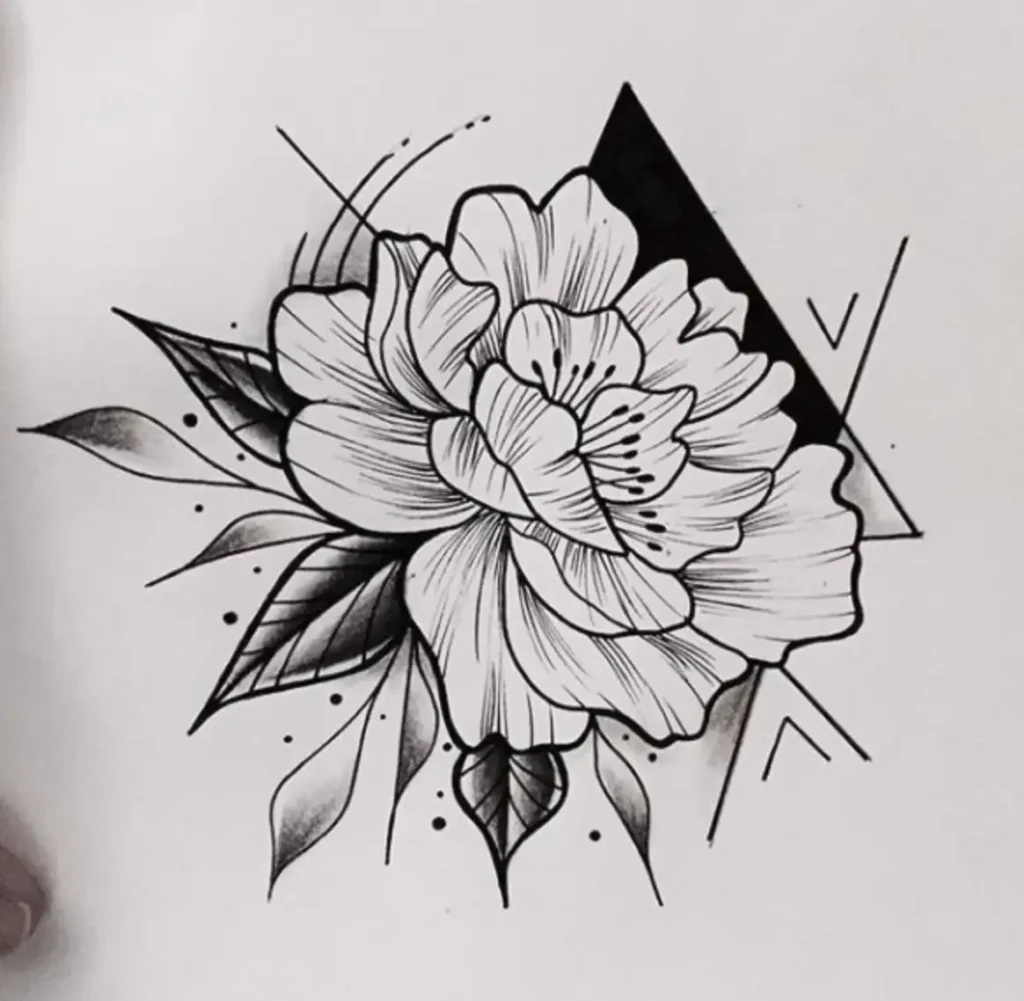 peony tattoo sketch (14)