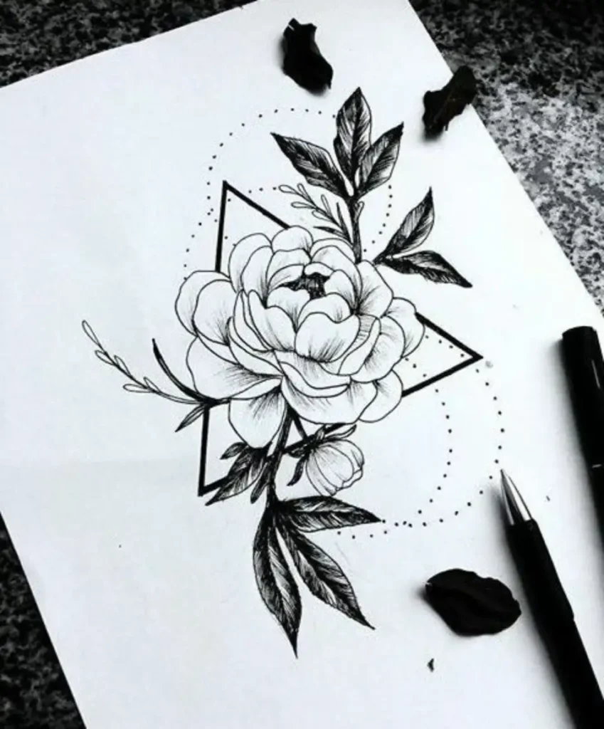 peony tattoo sketch (24)