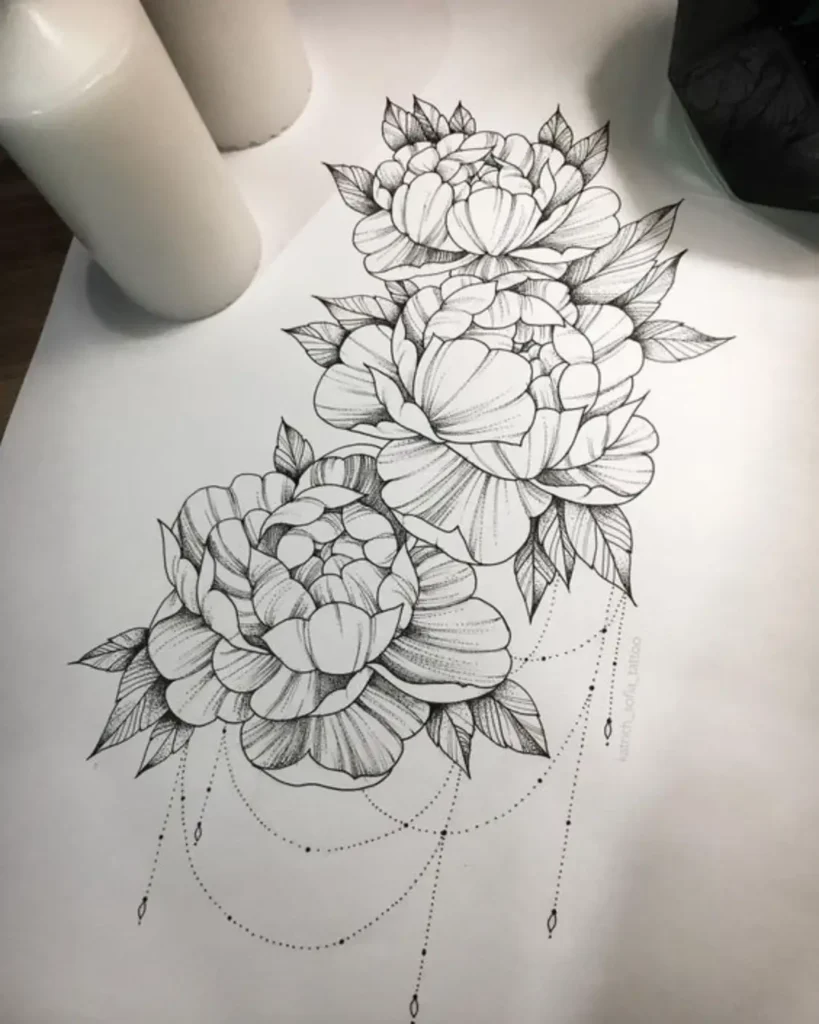 peony tattoo sketch (29)