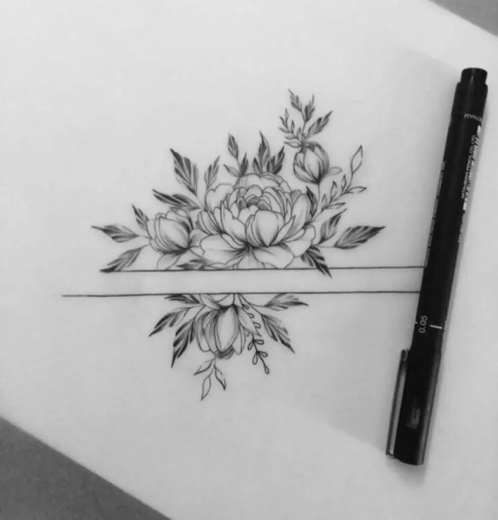 peony tattoo sketch (31)