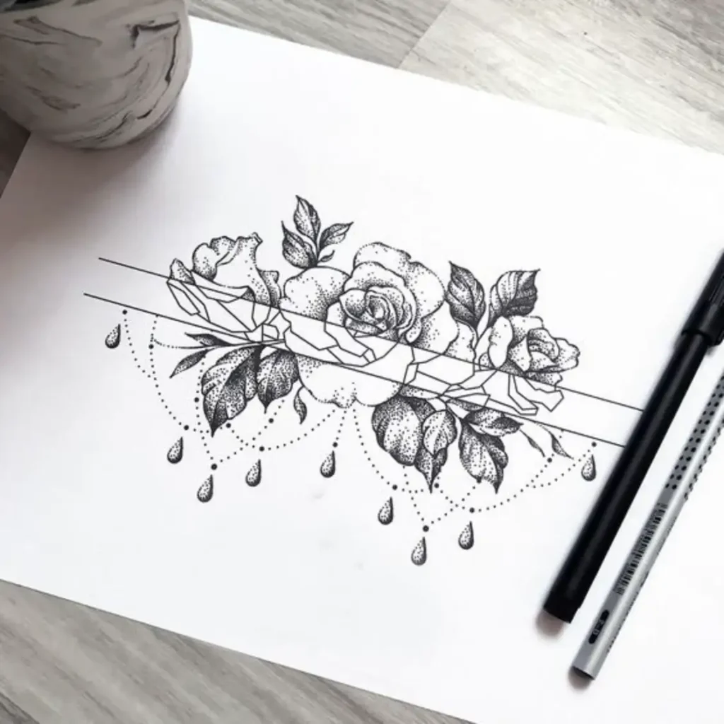 peony tattoo sketch (40)