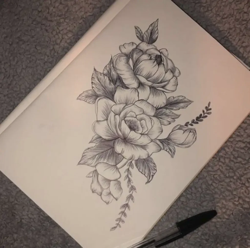 peony tattoo sketch (45)