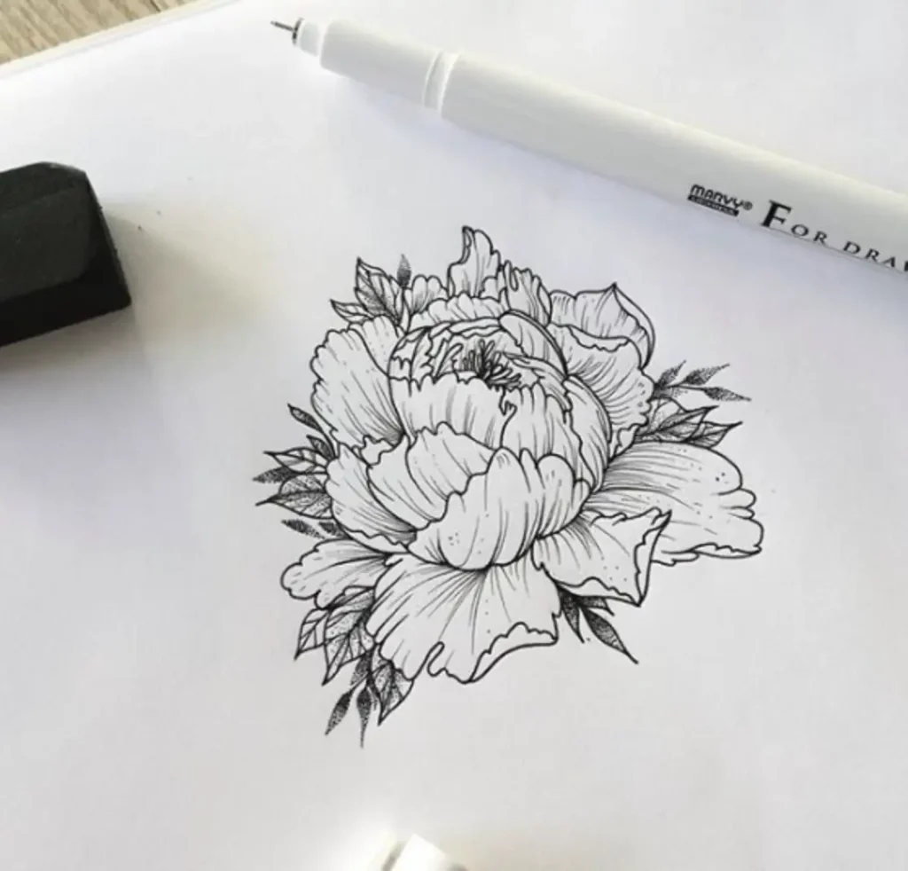 peony tattoo sketch (52)