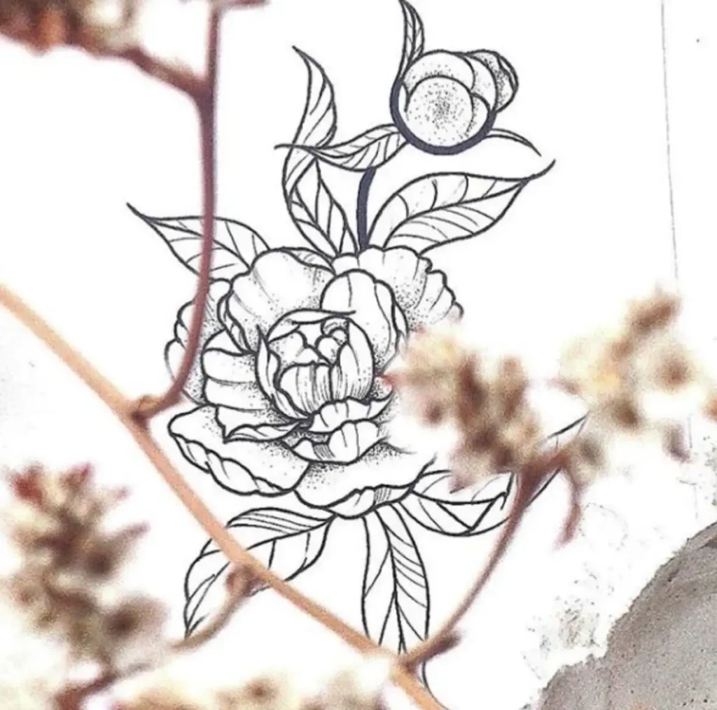 peony tattoo sketch (54)