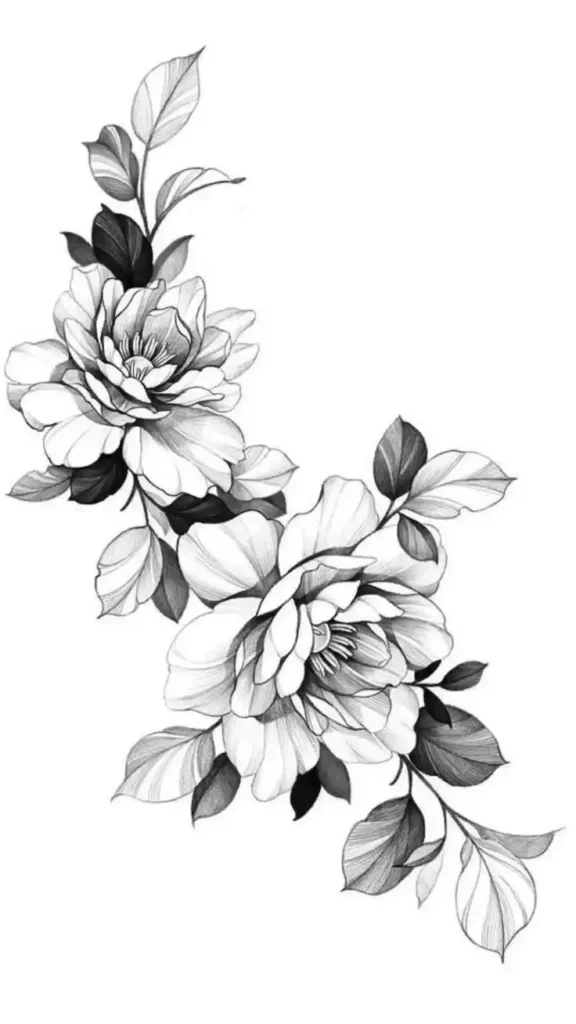 peony tattoo stencil (27)