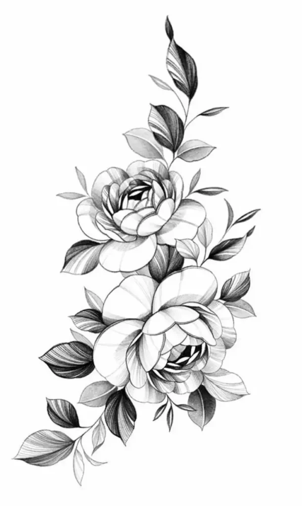 peony tattoo stencil (33)