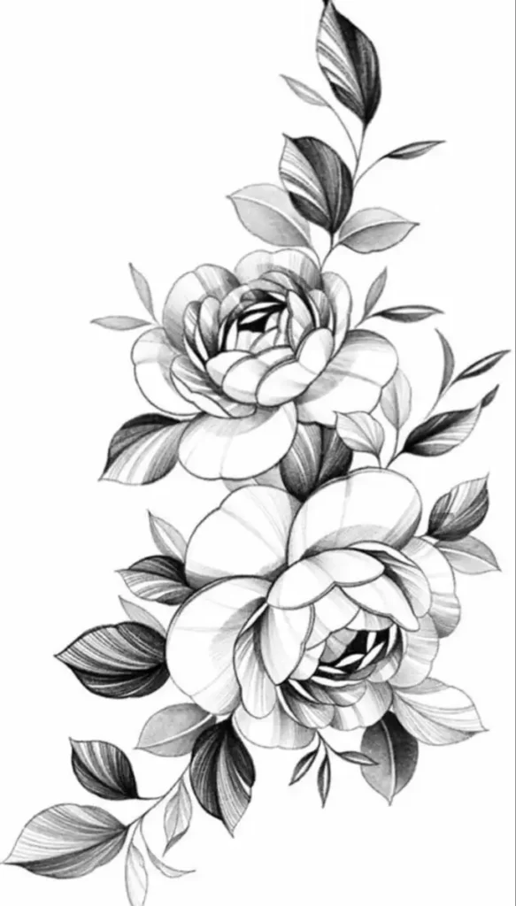 peony tattoo stencil (34)