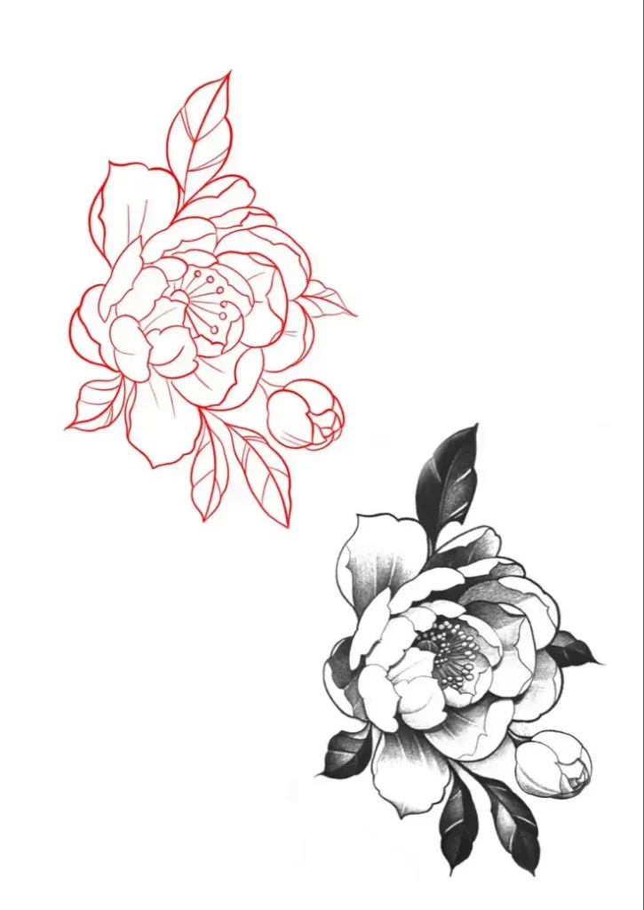 peony tattoo stencil (36)