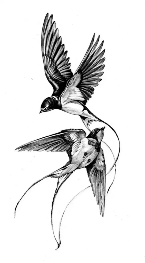 Swallow tattoo stencil (4)