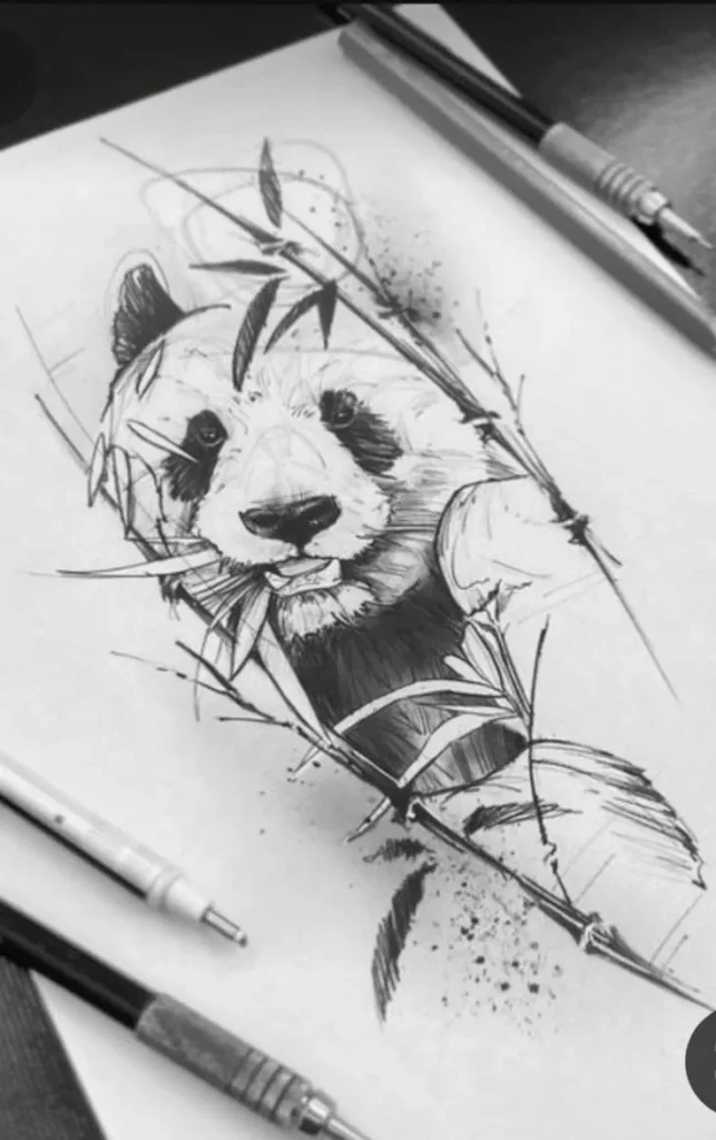 Panda Tattoo Stencil (11)