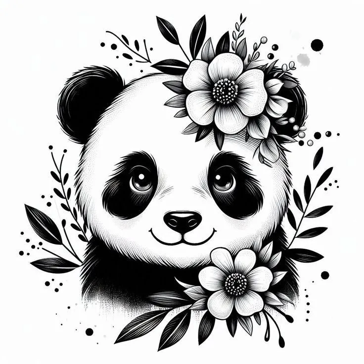Panda Tattoo Stencil (21)