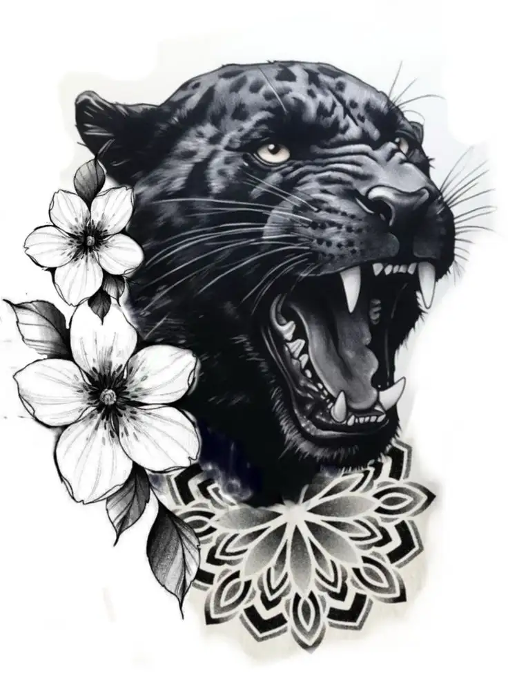 Panther Tattoo Stencil (21)