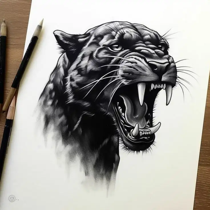 Panther Tattoo Stencil (24)