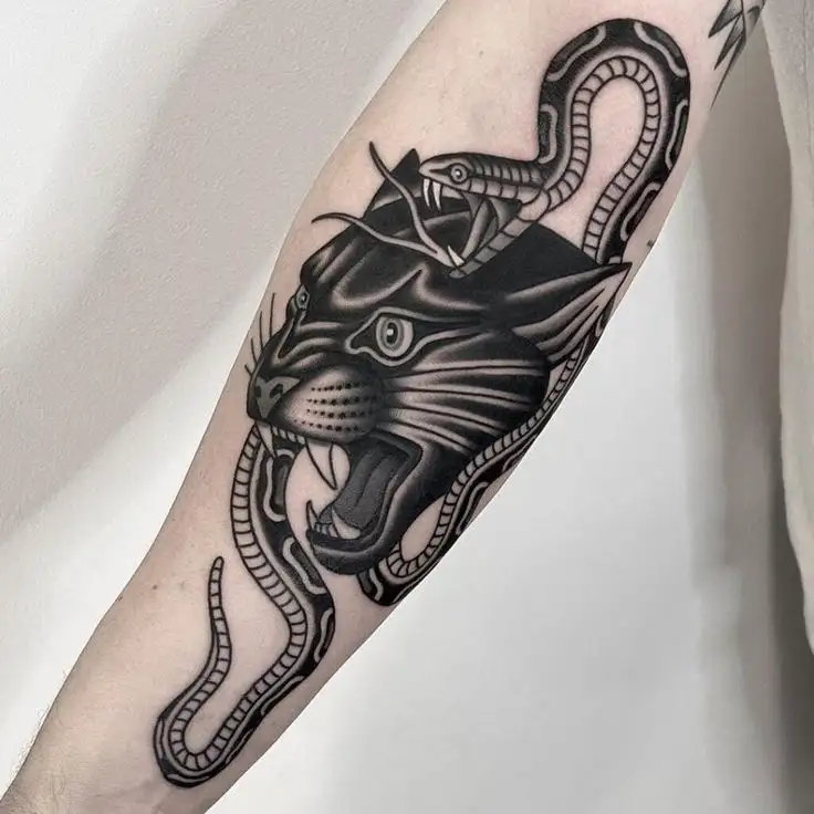 Traditional Panther Tattoo (2)