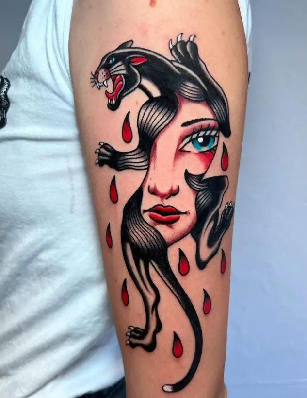 Traditional Panther Tattoo (27)