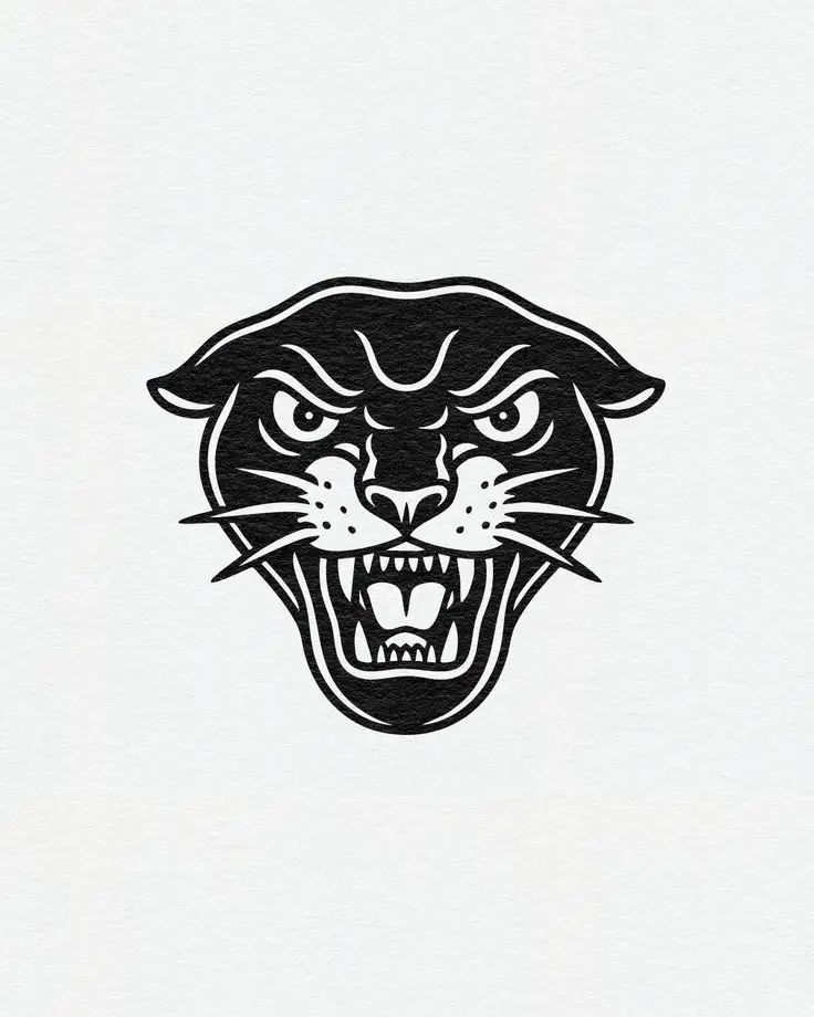 Traditional Panther Tattoo Stencil (7)