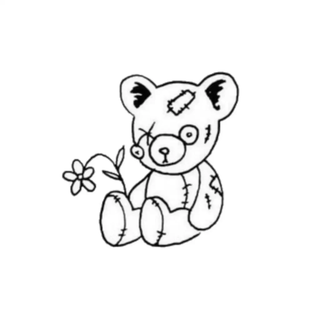 Teddy Bear Tattoo Stencil (10)