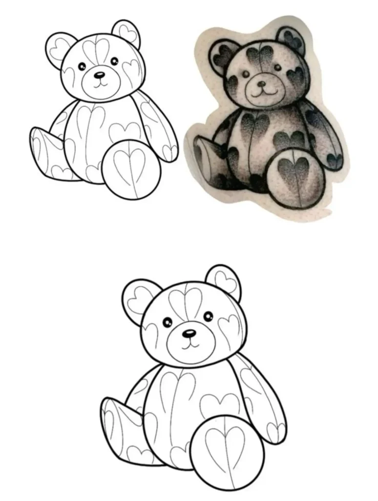 Teddy Bear Tattoo Stencil (6)