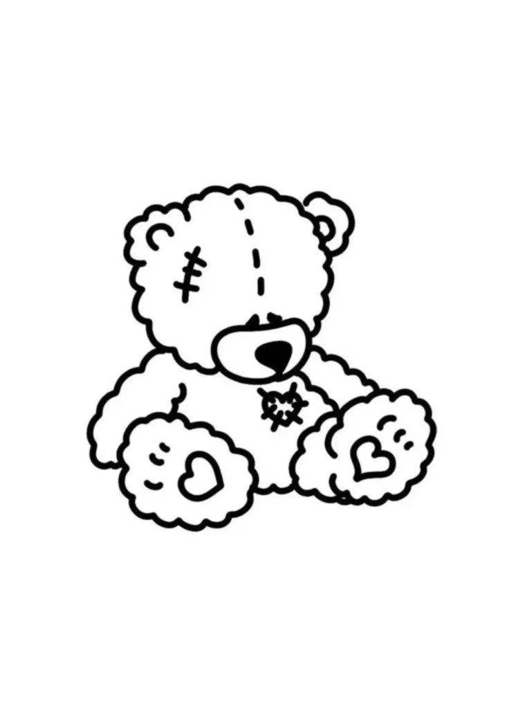 Teddy Bear Tattoo Stencil (8)