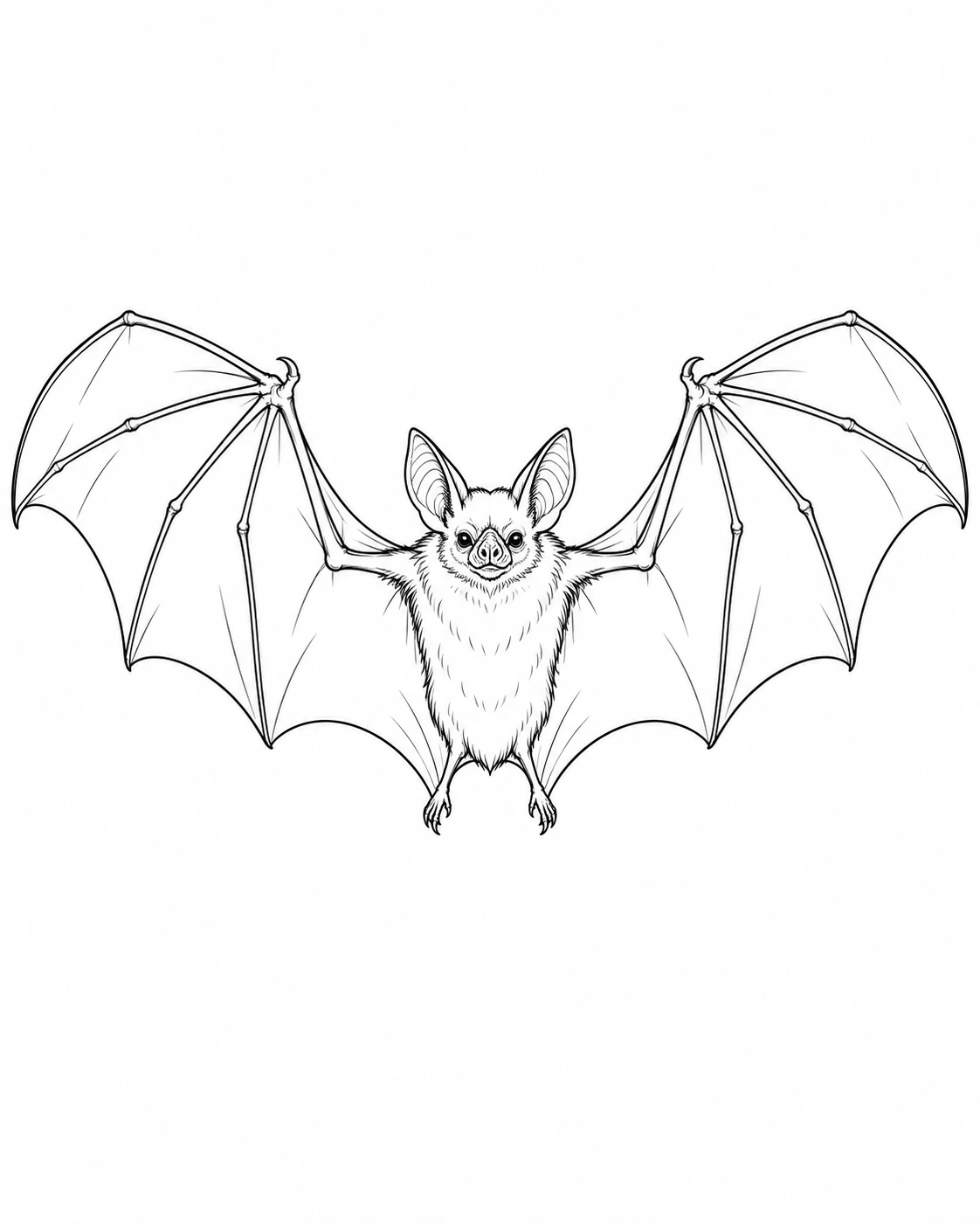 Clean black bat outline drawing on white paper