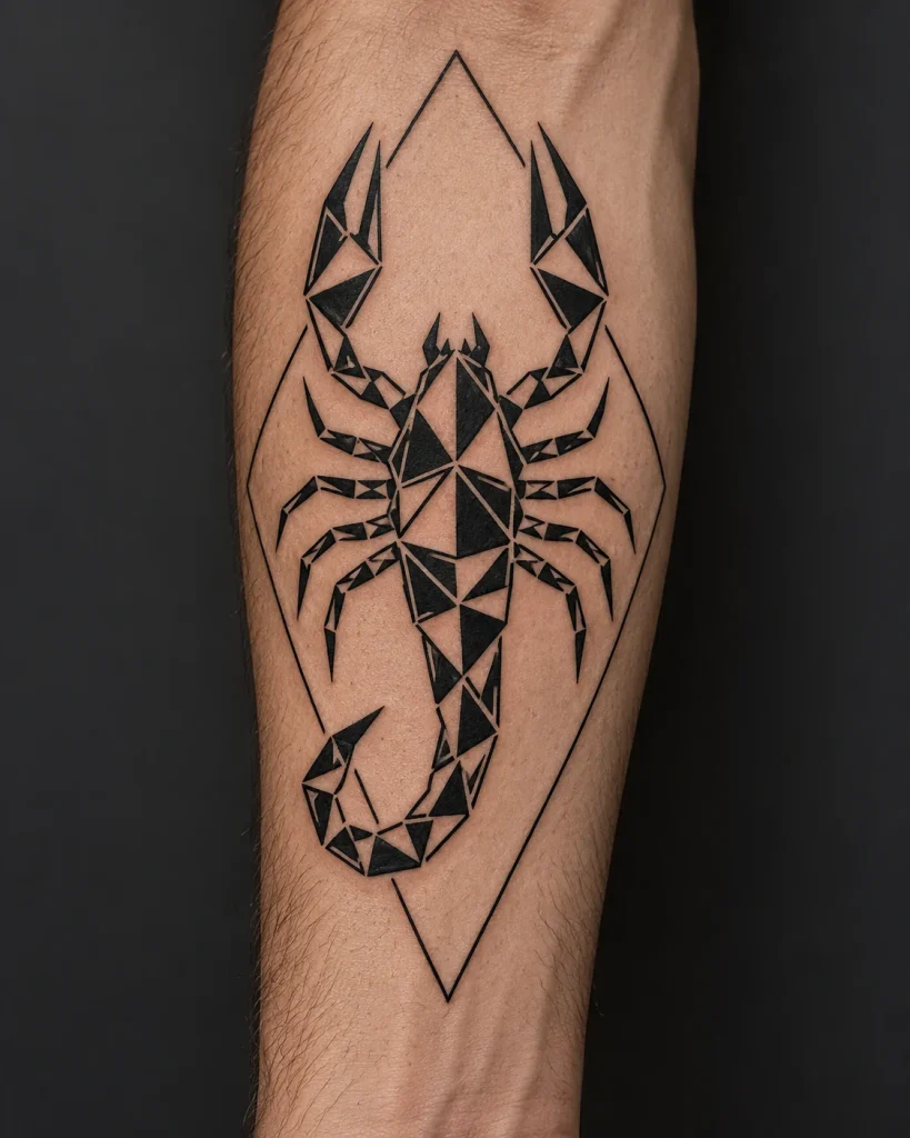 geometric scorpion diamond tattoo